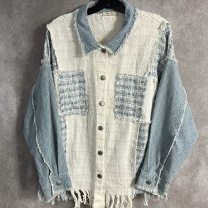 Miss Me Blue and White Jean Jacket